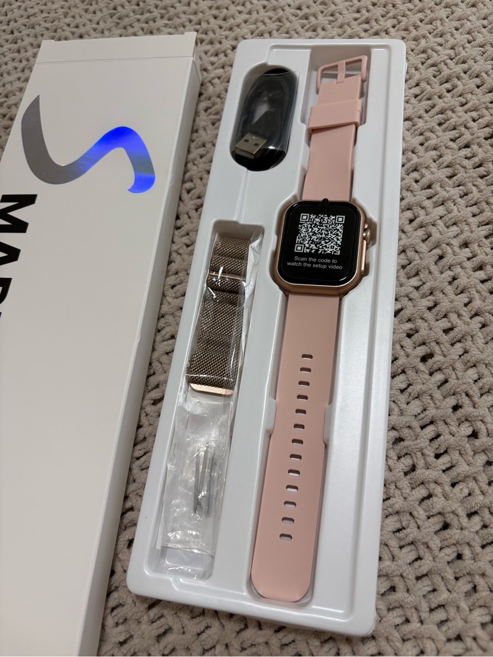 Pink Women's Smartwatch with Silicone and Metal Mesh Bands